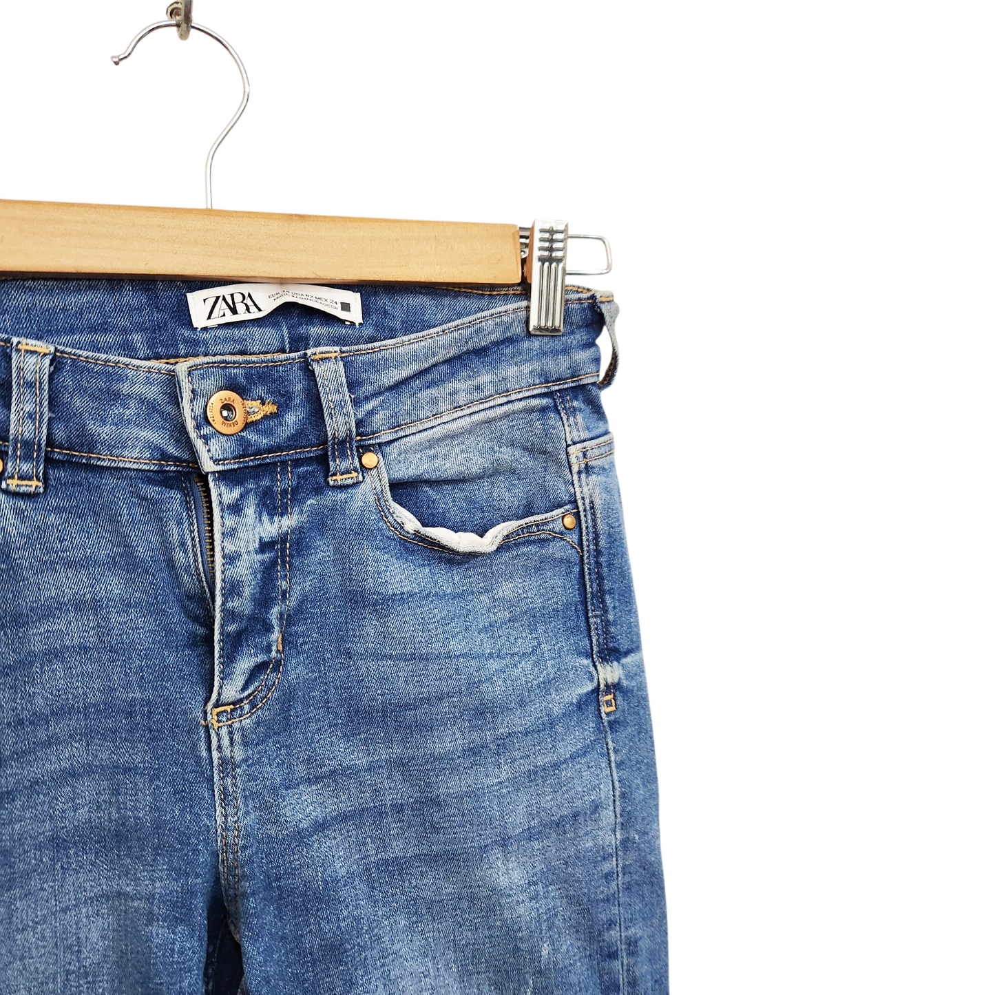 ZARA | ג'ינס סקיני בהיר | לאישה מידה 34 | מוכתם מעט