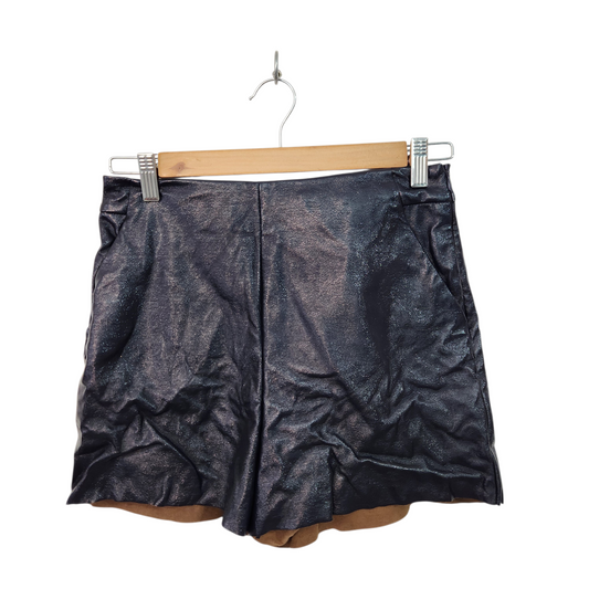 ZARA | חצאית קצרה דמוי עור צבע כחול | מידה S