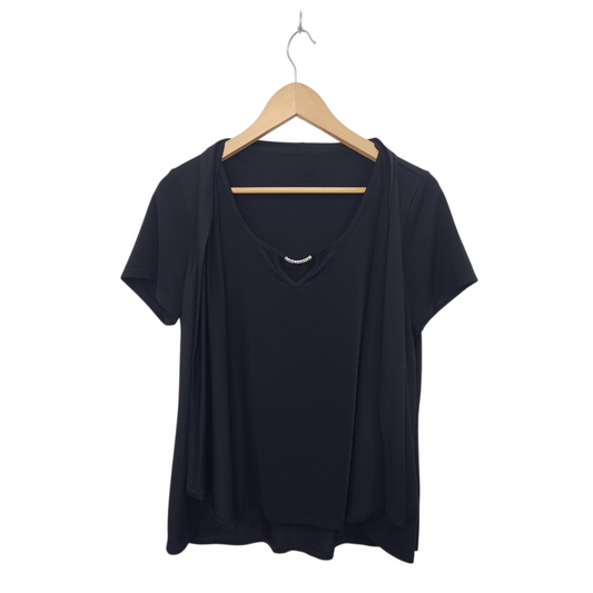 חולצה קצרה צבע שחור | לאישה מידה L