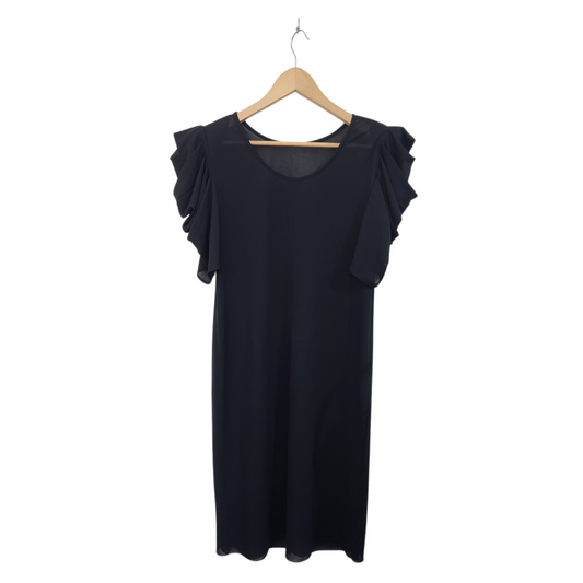 שמלת וינטג' דקה עם כריות כתפיים | צבע שחור | לאישה מידה L