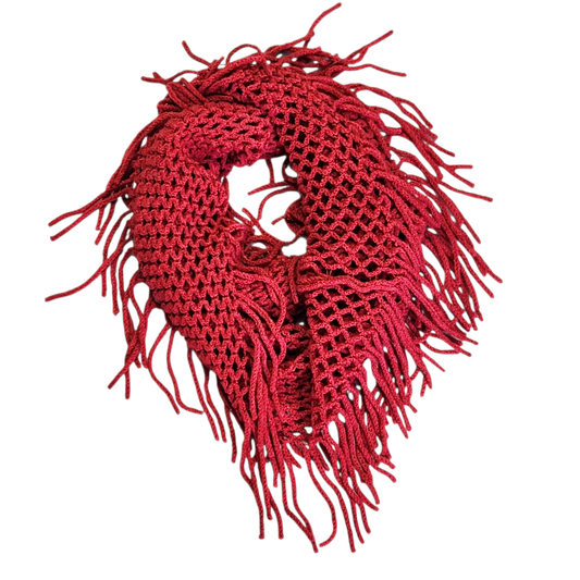 צעיף לולאה סרוג צבע אדום