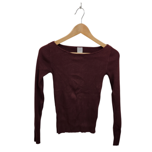 H&M | חולצה ארוכה דקה צבע חום | לאישה מידה XS