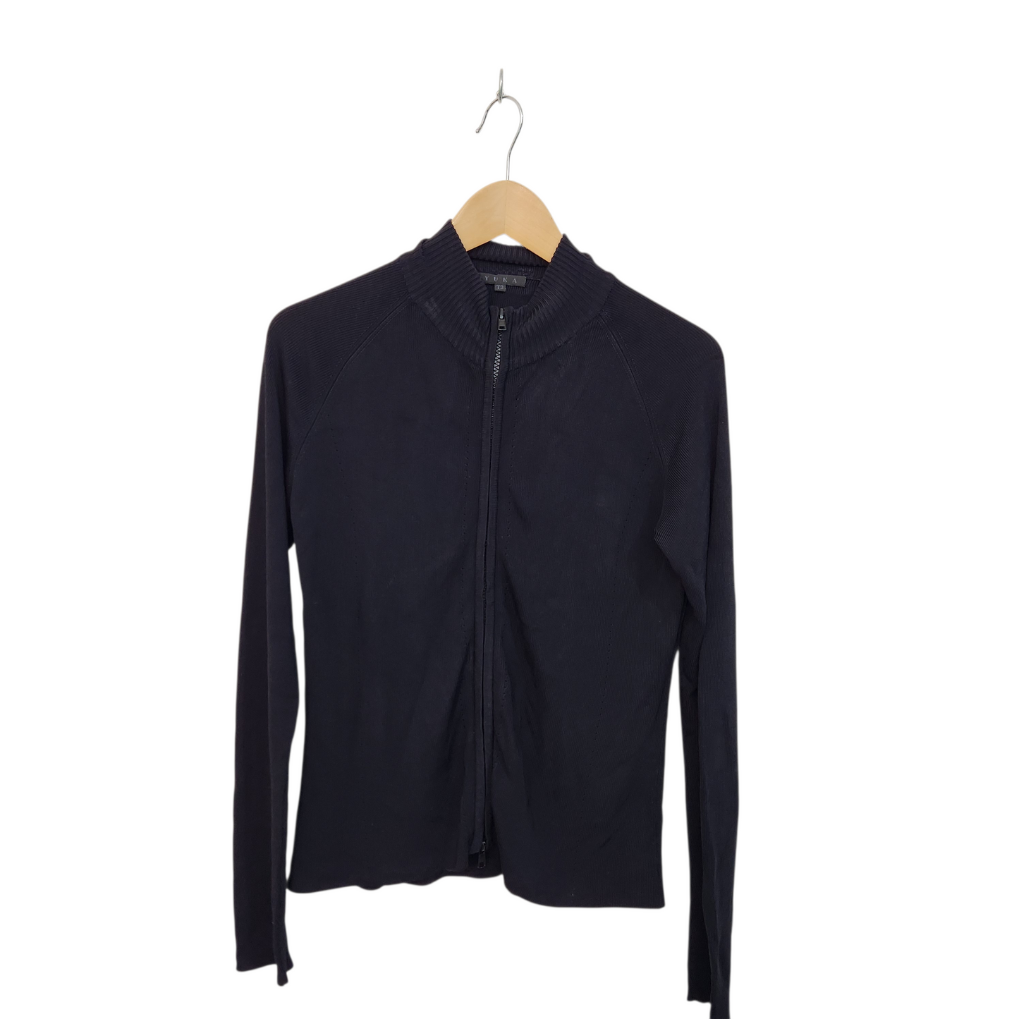 YUCA | קרדיגן דק עם רוכסן צבע שחור | לאישה מידה L