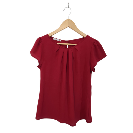 FOREVER YOUNG | חולצה קצרה צבע בורדו | לאישה מידה 1 S