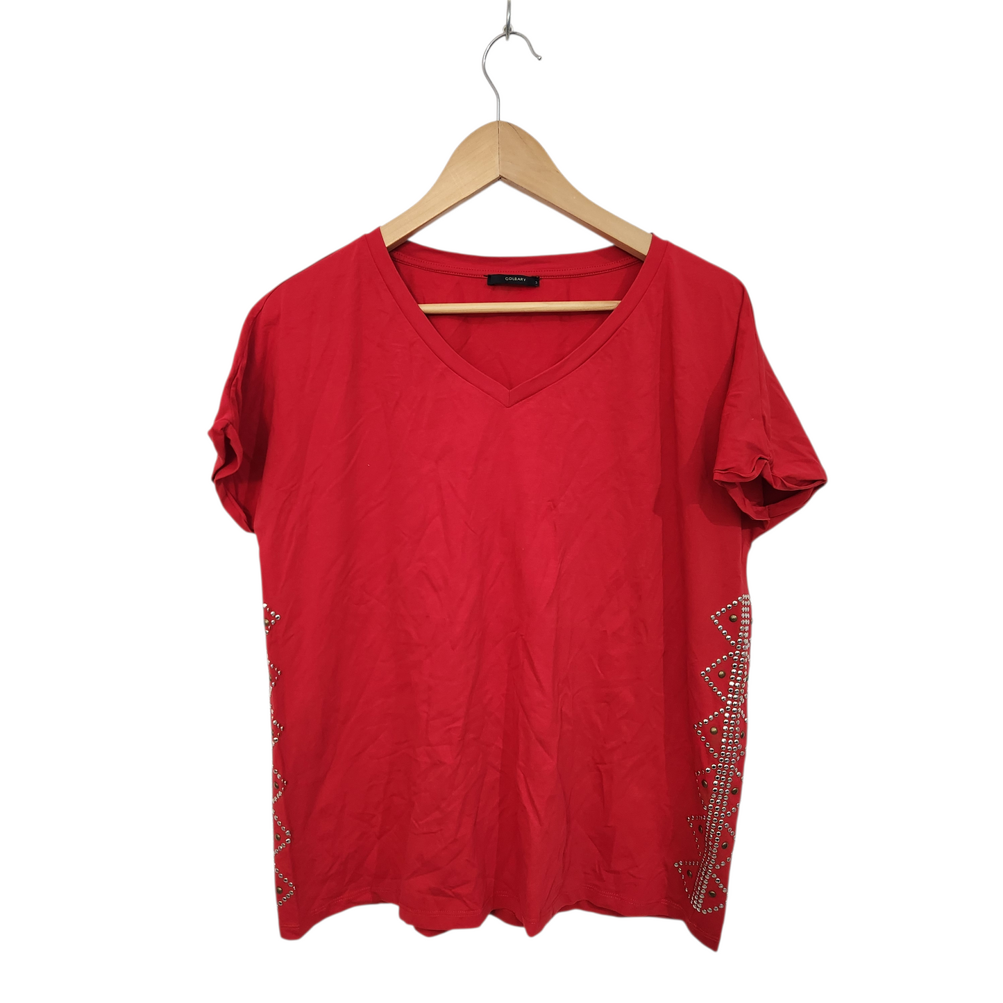 GOLBARY | חולצה קצרה צבע אדום | לאישה מידה 3 L