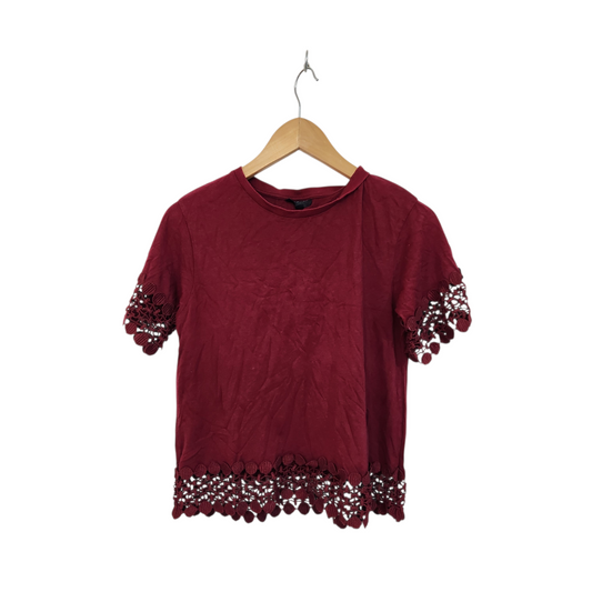 TOPSHOP | חולצה קצרה צבע בורדו | לאישה מידה 40