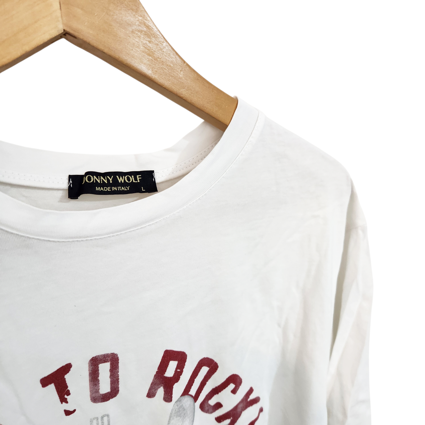 JONNY WOLF | חולצה קצרה צבע לבן | לגבר מידה L