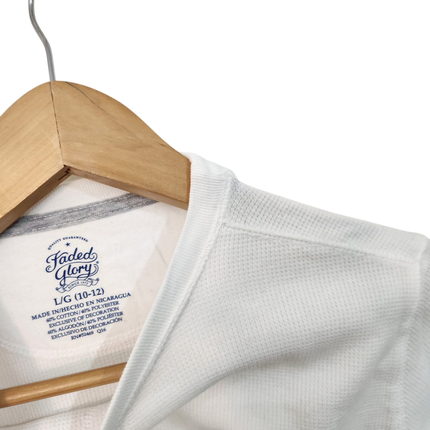 FADED GLORY | חולצה ארוכה דקה צבע לבן | לילדים גיל 10-12