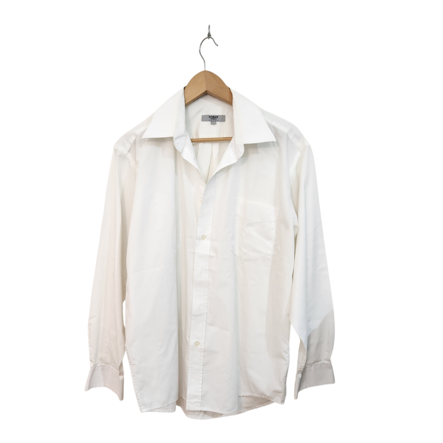 H&M | חולצה מכופתרת צבע לבן | לגבר מידה L