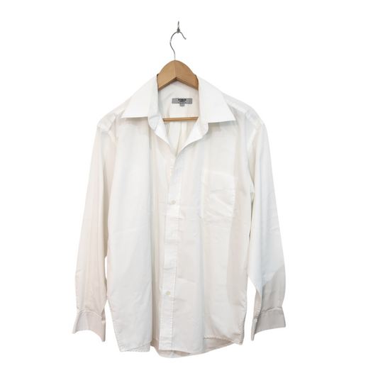 H&M | חולצה מכופתרת צבע לבן | לגבר מידה L