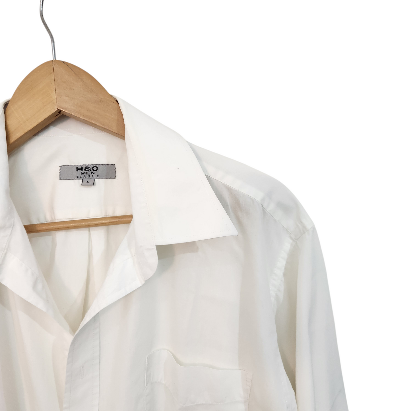 H&M | חולצה מכופתרת צבע לבן | לגבר מידה L