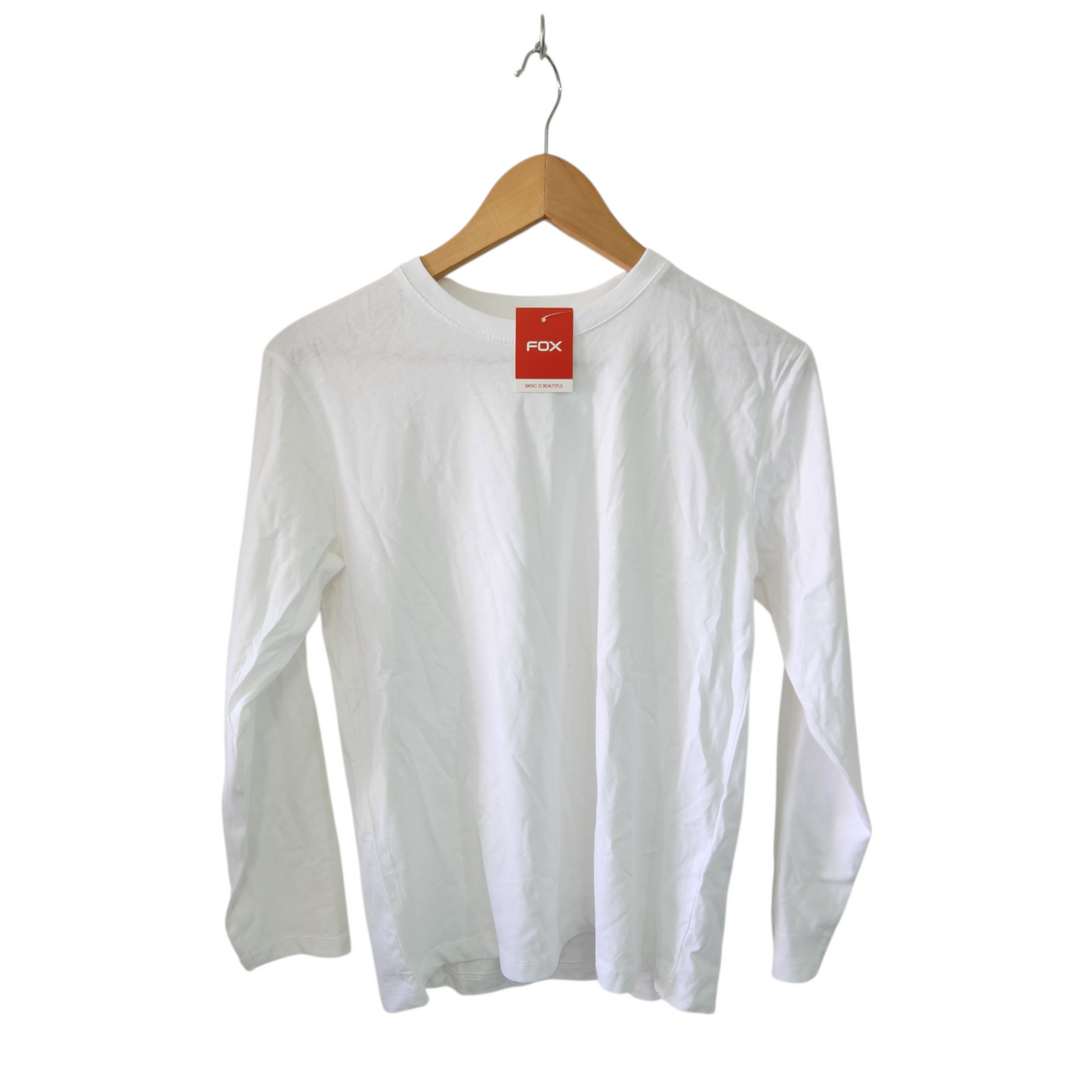 FOX | חולצה ארוכה דקה צבע לבן | לילדים גיל 14 | חדשה עם תווית