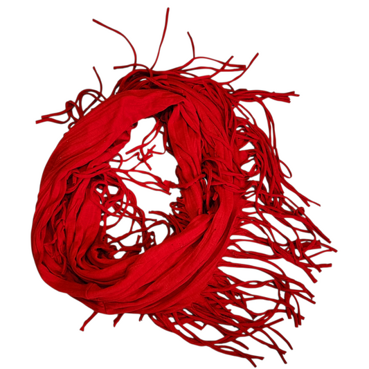 צעיף לולאה אדום עם פרזנים