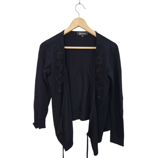 BENINO | חולצת מעטפת סריג צבע שחור | לאישה מידה 1