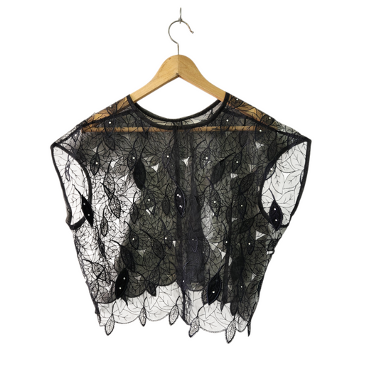 חולצת וינטג' שקופה צבע שחור | לאישה מידה L