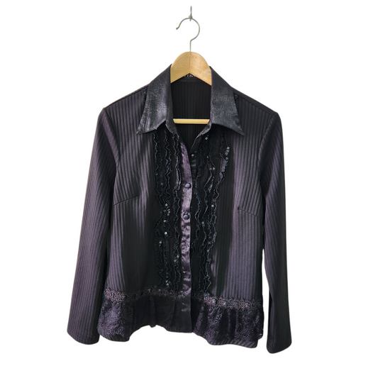 PRATO | חולצה ארוכה דקה צבע שחור מעוצבת | לאישה מידה M/L