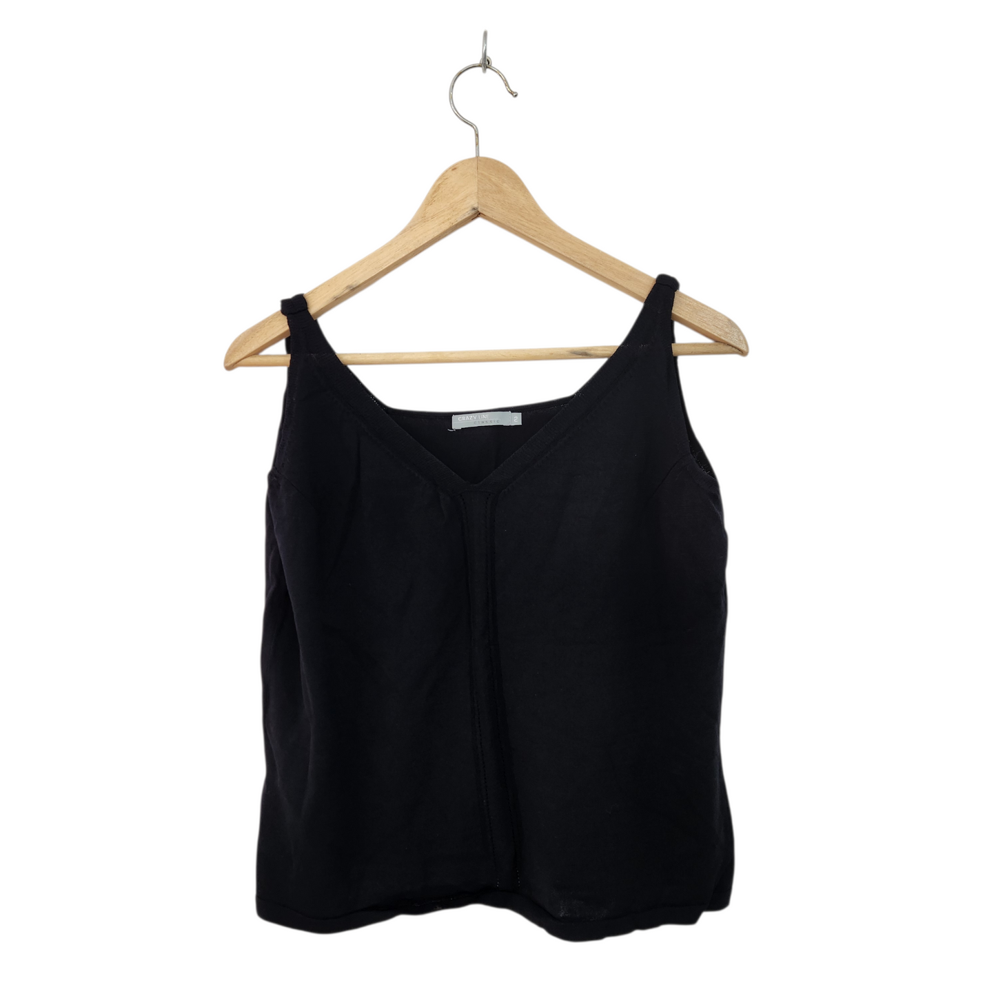 CRAZY LINE | גופיית סריג צבע שחור | לאישה מידה 2 M