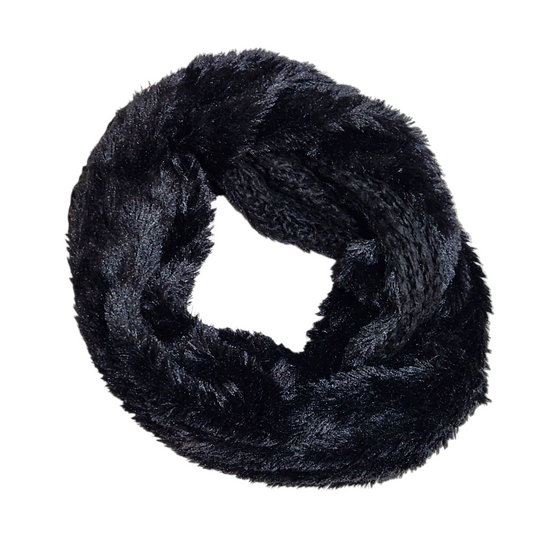 צעיף לולאה פרוותי צבע שחור
