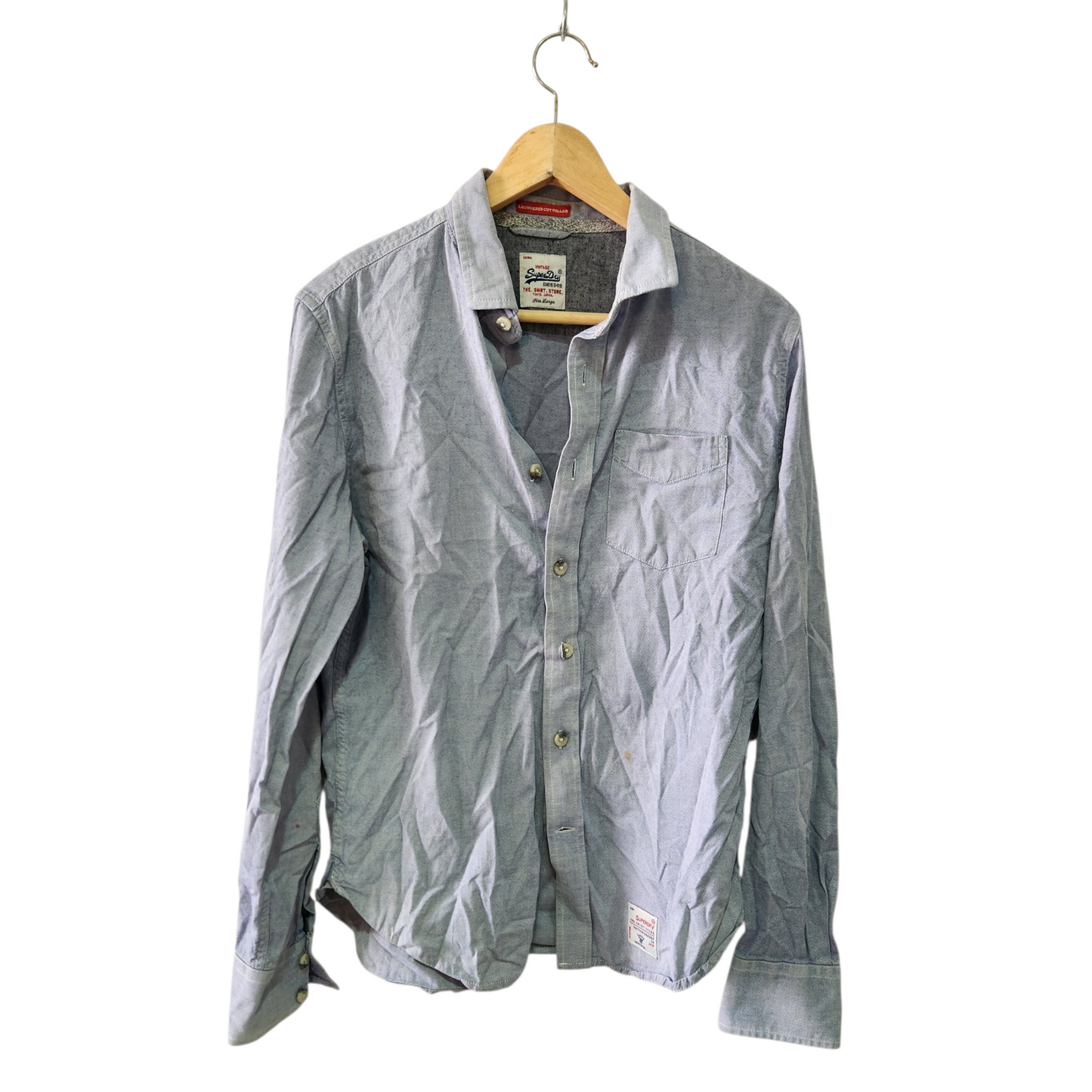 SUPER DRY | חולצה מכופתרת לגבר מידה L | כתם קטן