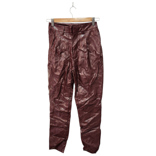 SHEIN | מכנסיים מבריקים צבע בורדו | לאישה מידה XS