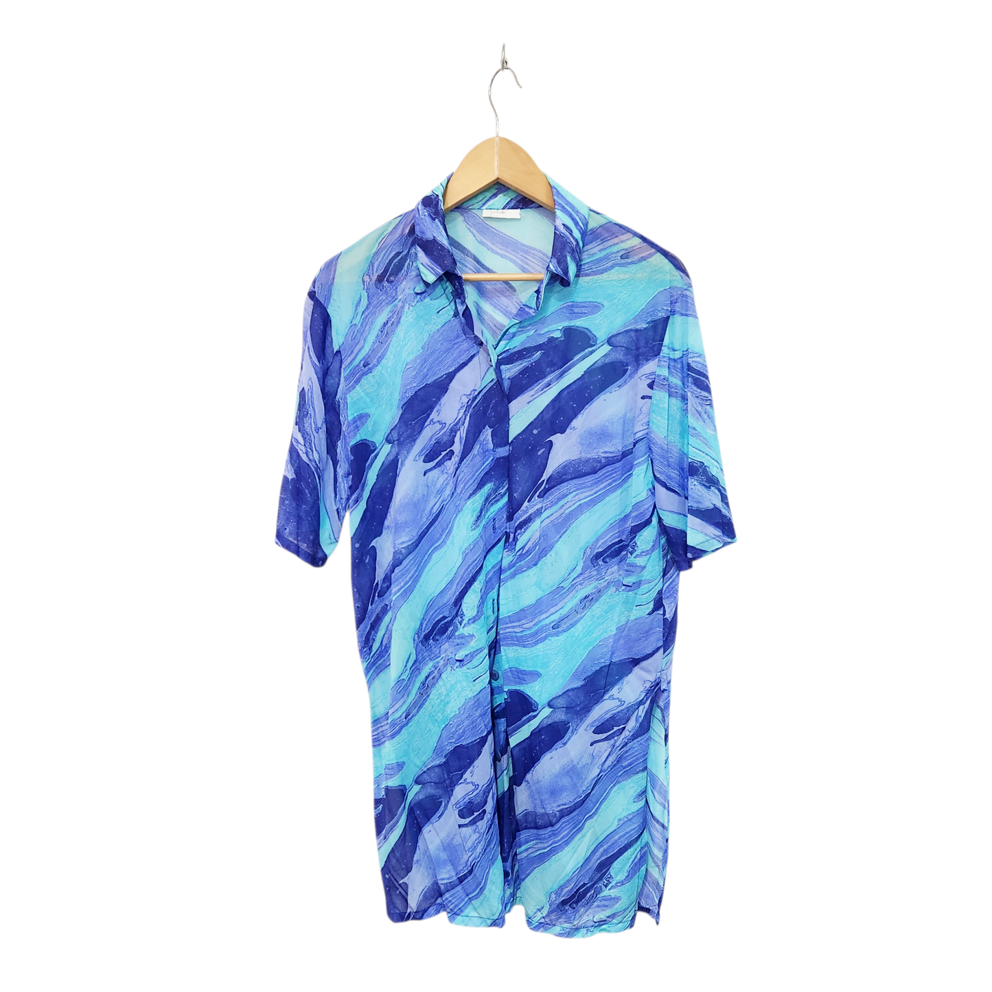 שמלת חוף מכופתרת שקופה לאישה מידה 40 L