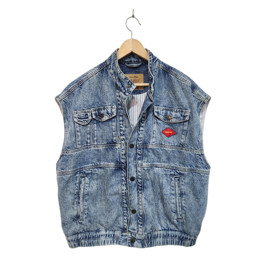 AMERICAN EAGLE | ג'קט ג'ינס אוברסייז לגבר מידה XS/S | מוכתם