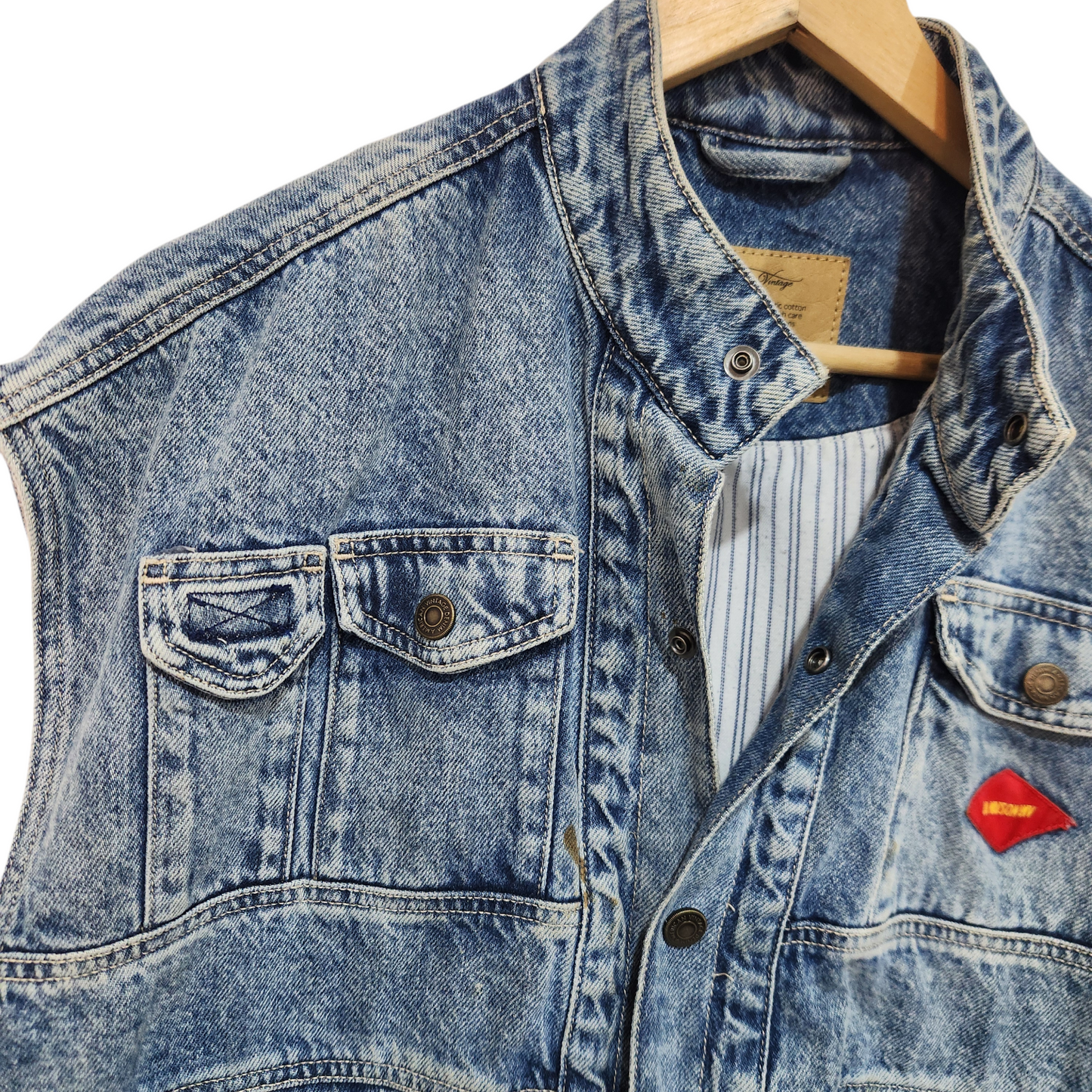 AMERICAN EAGLE | ג'קט ג'ינס אוברסייז לגבר מידה L | מוכתם