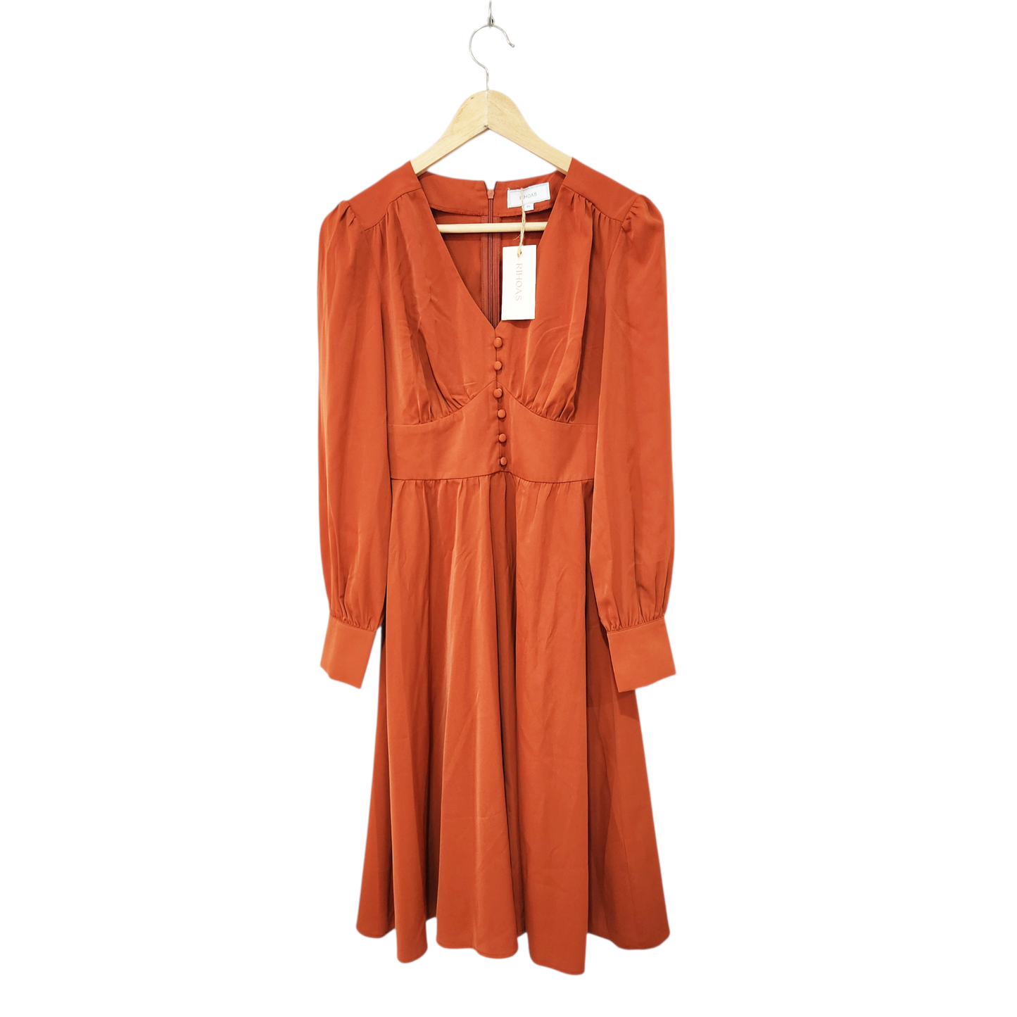 RIHOAS | שמלה ארוכה דקה צבע כתום | לאישה מידה XS | חדשה עם תווית