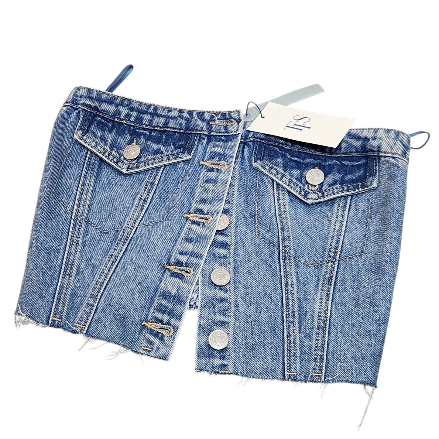 TWENTYFOURSEVEN | סטרפלס ג'ינס לאישה מידה XS | חדש עם תווית