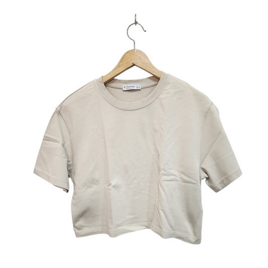 STRADIVARIUS | חולצה קצרה צבע בז' | לרישה מידה S