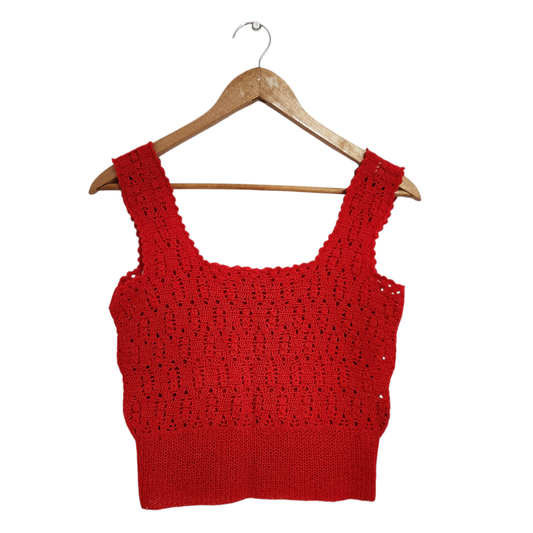 גופייה סרוגה עבודת יד צבע אדום | לאישה מידה S/M