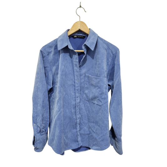 ZARA | חולצת קורדרוי מכופתרת אוברסייז | לאישה מידה XS