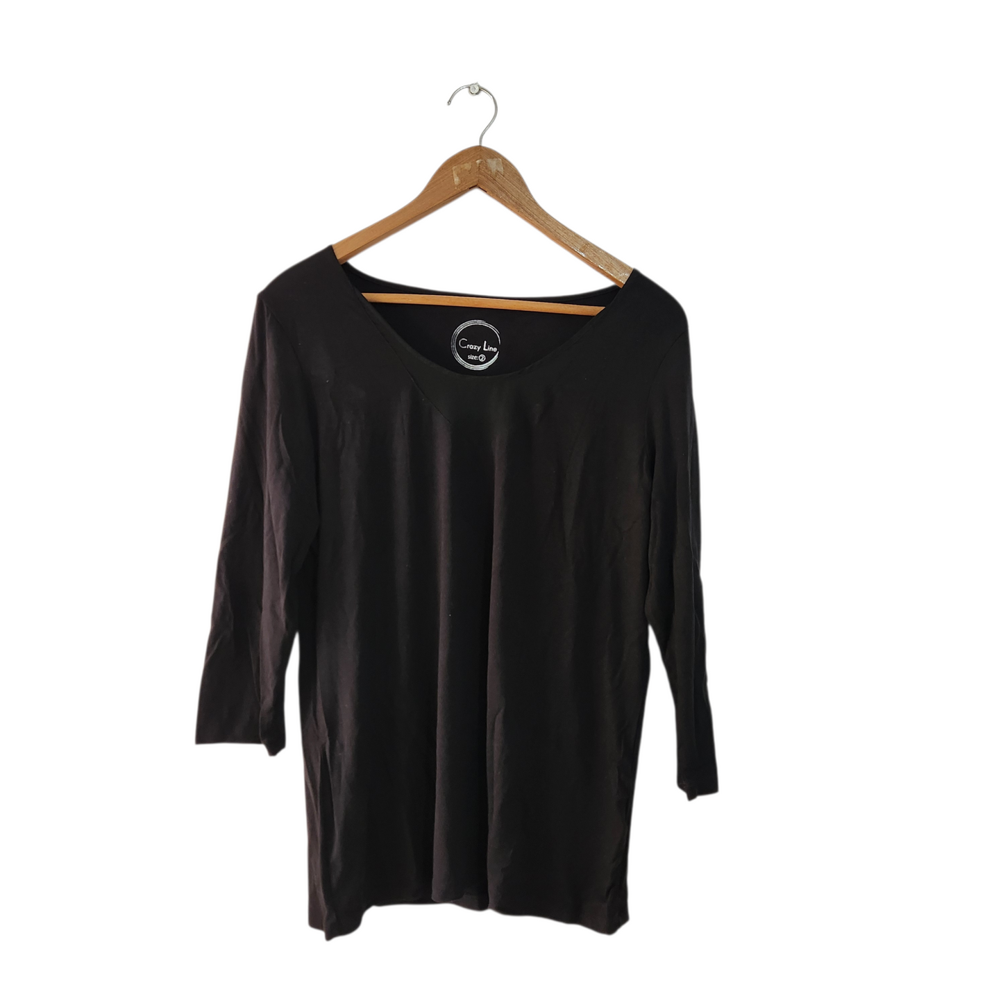 CRAZY LINE | חולצה ארוכה דקה שחורה | לאישה מידה 2 | 46 XL