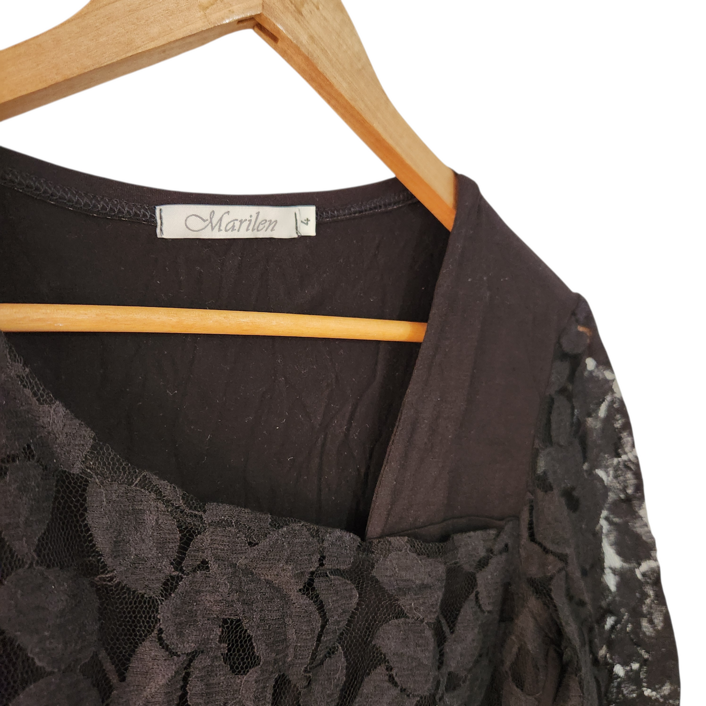 MARILEN | חולצת תחרה צבע שחור | לאישה מידה 4 XL