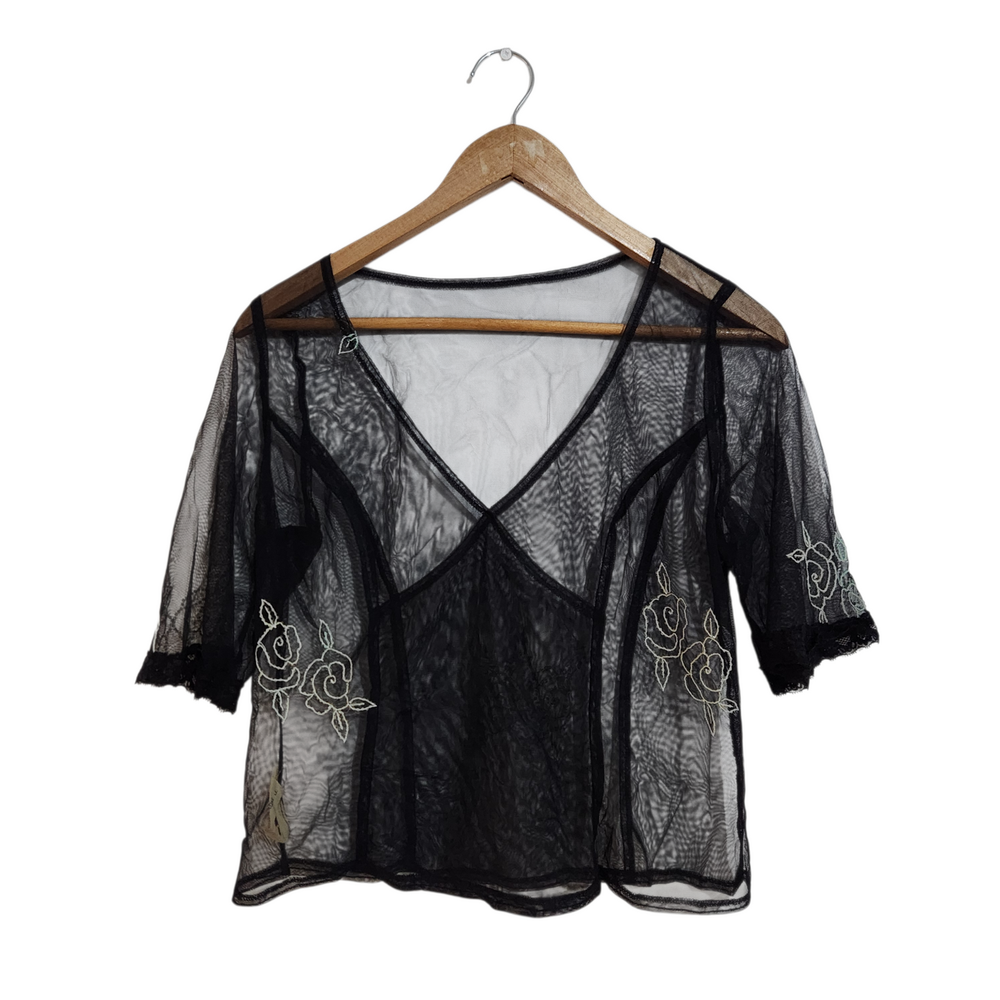 יוני - חולצת וינטג' שקופה שרוול קצר | לאישה מידה L