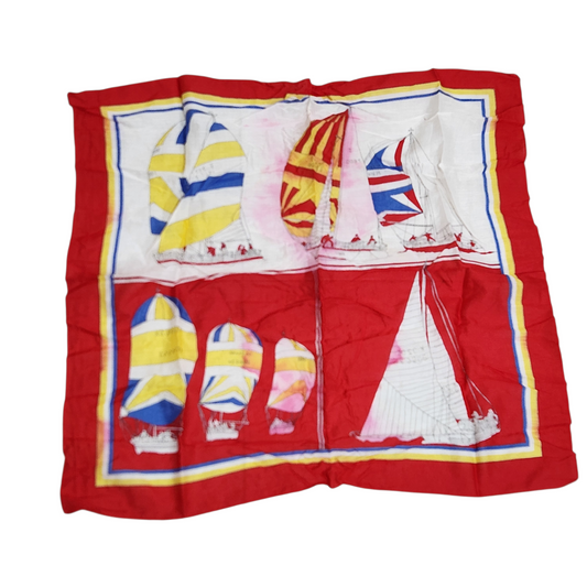 MANOLIVA | מטפחת וינטג' הדפס סירות  | שנות ה80-90