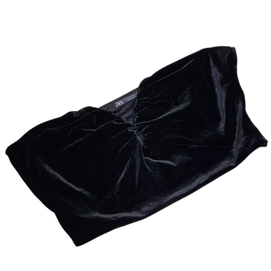 ZARA | חולצת סטרפלס קטיפה | לאישה מידה XL