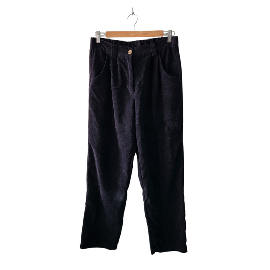 מכנסיים ארוכים קורדרוי דקים צבע שחור לאישה מידה L