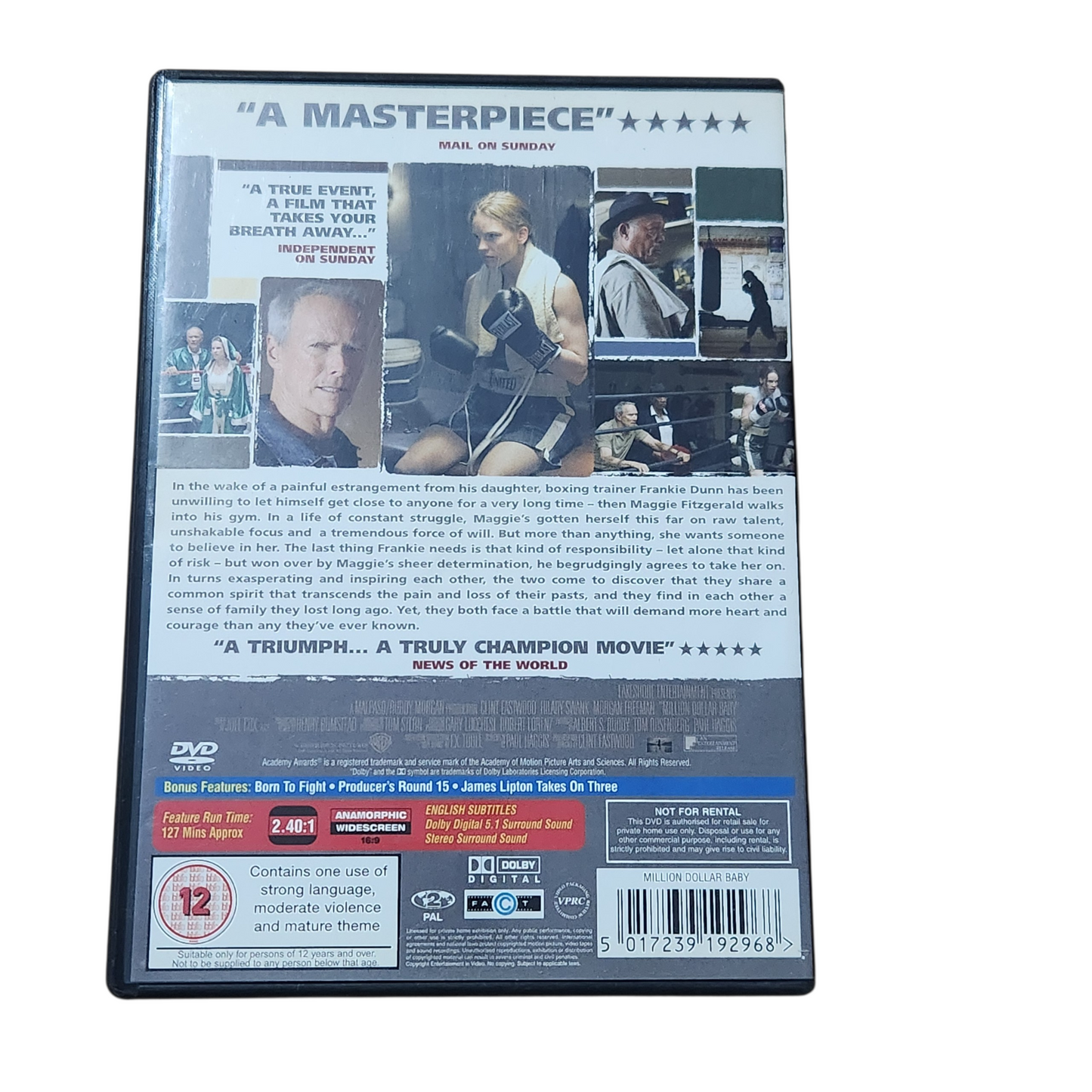 DVD הסרט “Million Dollar Baby” עם קלינט איסטווד, הילארי סוואנק ומורגן פרימן