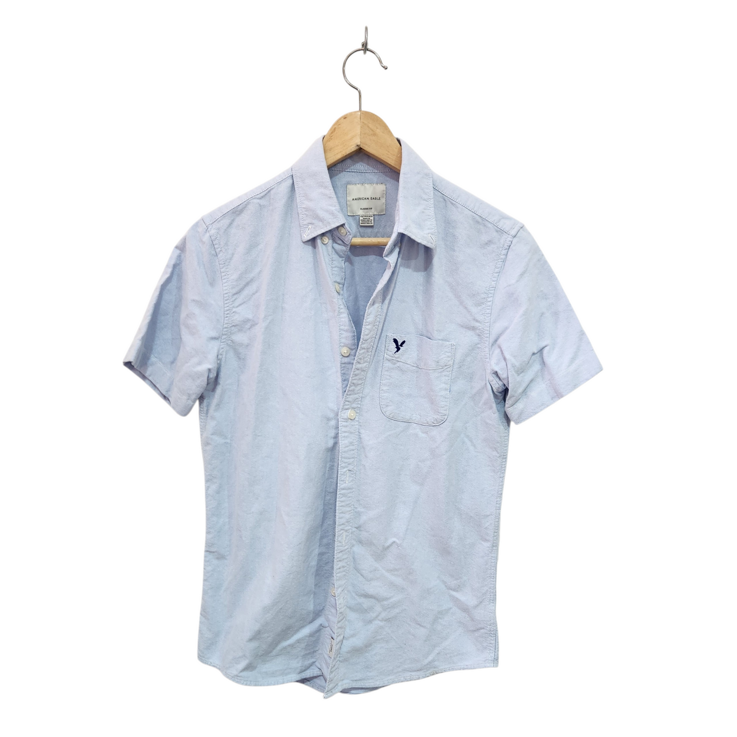 AMERICAN EAGLE | חולצה קצרה מכופתרת לגבר מידה XS | דהתה