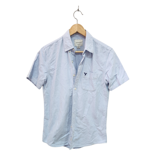 AMERICAN EAGLE | חולצה קצרה מכופתרת לגבר מידה XS | דהתה