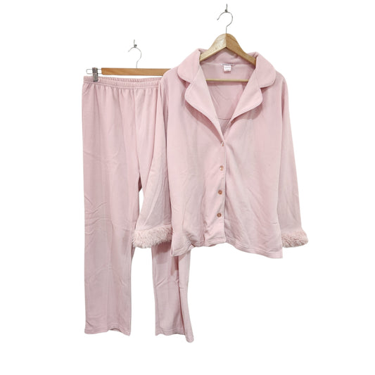 La Vie en Rose | סט פיג'מה פליז ורוד לנשים מידה L/XL