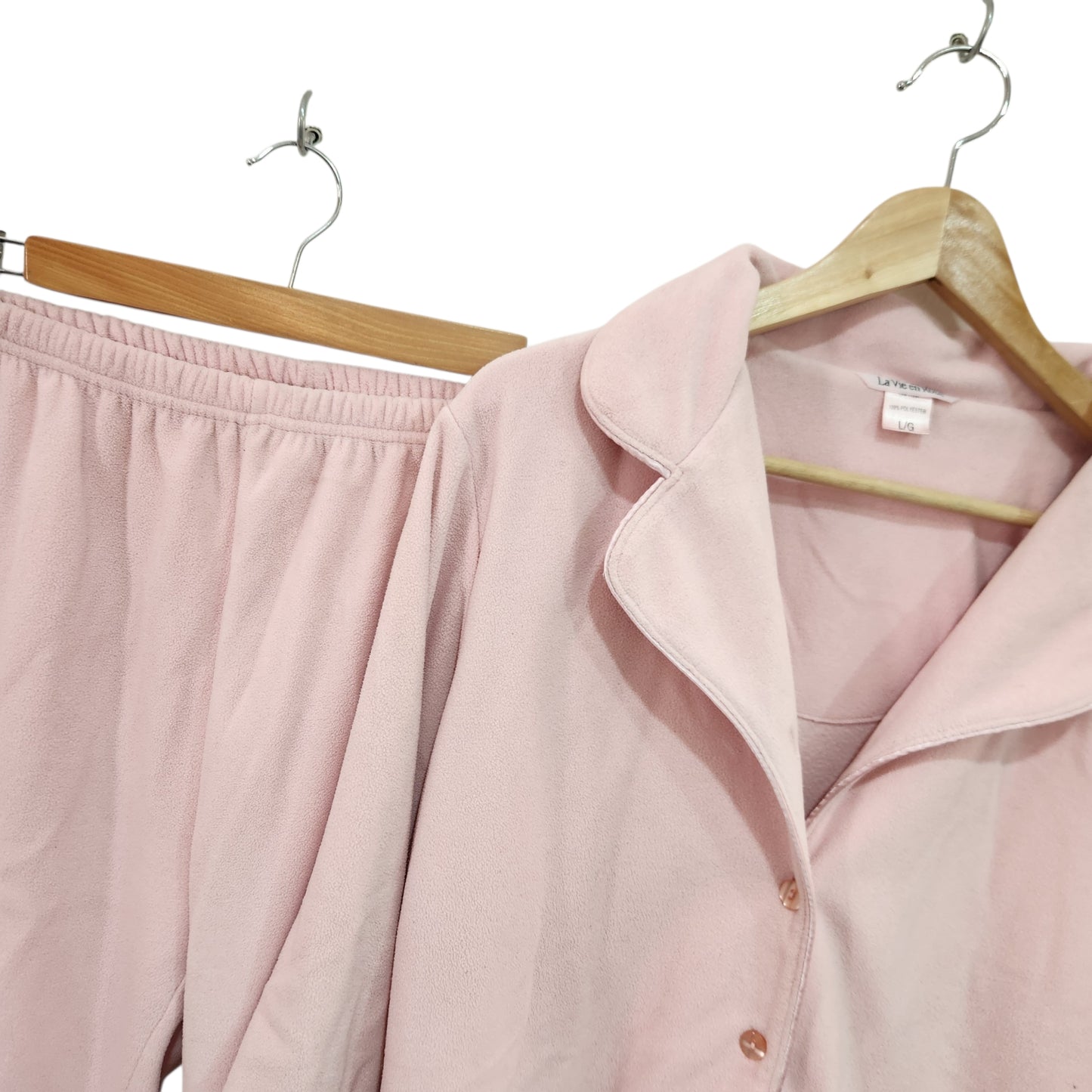 La Vie en Rose | סט פיג'מה פליז ורוד לנשים מידה L/XL
