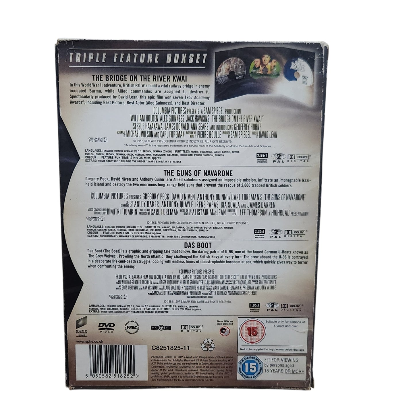 מארז DVD סרטי מלחמה וקלאסיקות קולנוע | The Bridge on the River Kwai | The Guns of Navarone | Das Boot