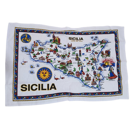 SICILIA | מגבת מטבח דקורטיבית וינטג' 58×90 ס"מ | מפת סיציליה איטליה