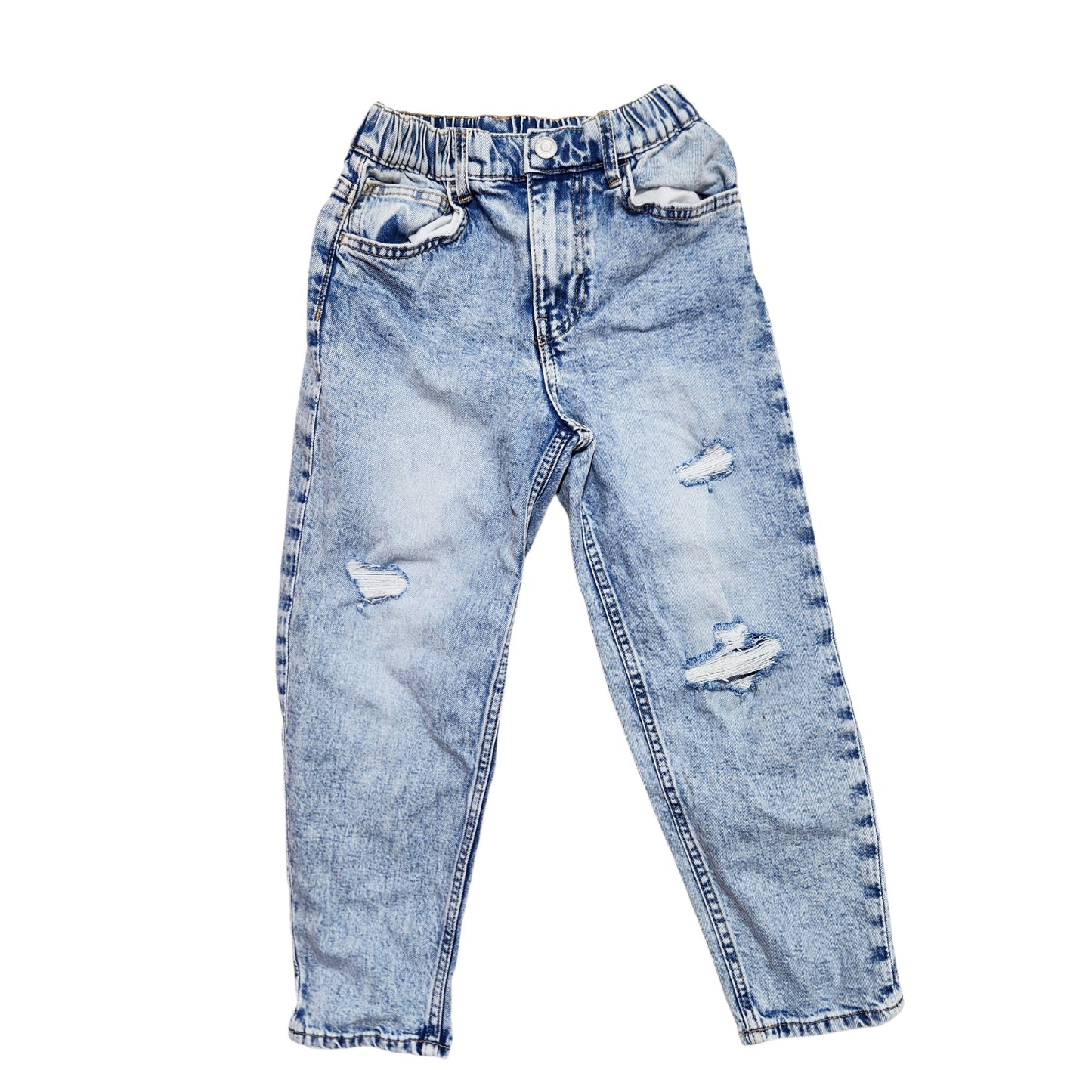 H&M | ג'ינס MOM FIT לבנות מידה 6-7 | מראה משופשף