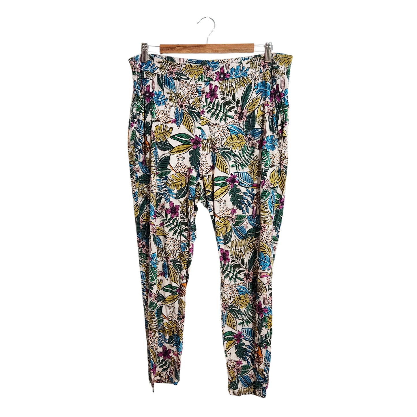 H&M | מכנסיים קלילים בהדפס טרופי לאישה מידה 44/46