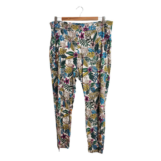 H&M | מכנסיים קלילים בהדפס טרופי לאישה מידה 44/46