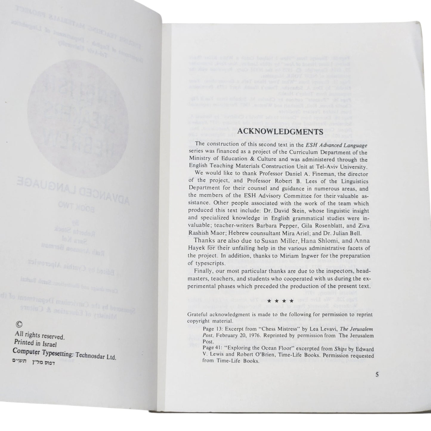 English for Speakers of Hebrew – Advanced Language Book Two