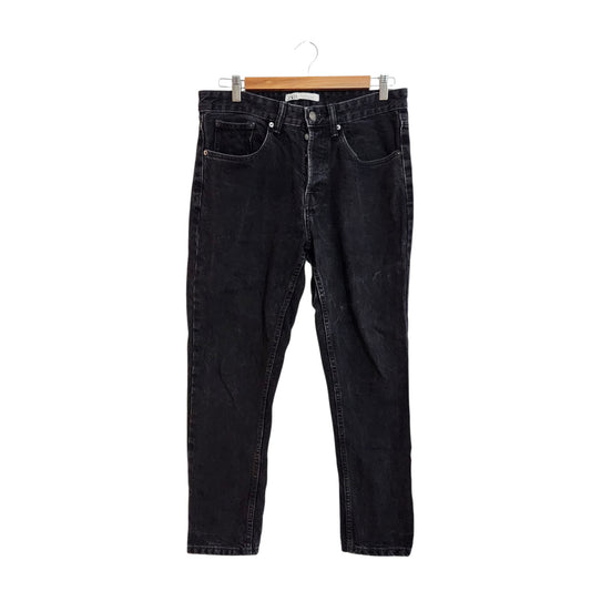 ZARA | ג'ינס שחור לאישה מידה 40 | Straight Fit | מוכתם
